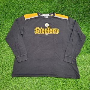 Pittsburgh-Steelers Shirt Large 23x26 Spellout Black Yellow